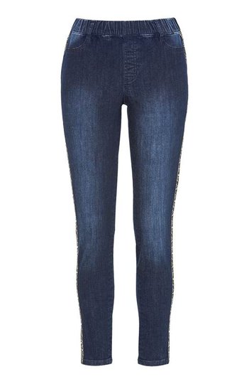 Cellbes Stretchiga jeggings med leopardrevärer Mörkblå Denim