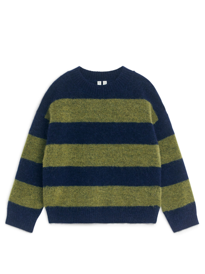 Striped Wool-Alpaca Jumper - Green