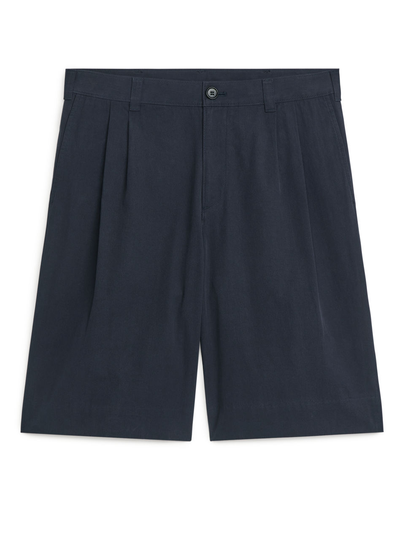 Relaxed Cotton Shorts - Blue