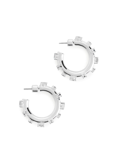 Silver-Plated Rhinestone Earrings - Silver