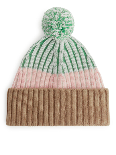 Pom-Pom Wool Beanie - Green