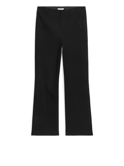 Cropped Cotton Stretch Trousers - Black