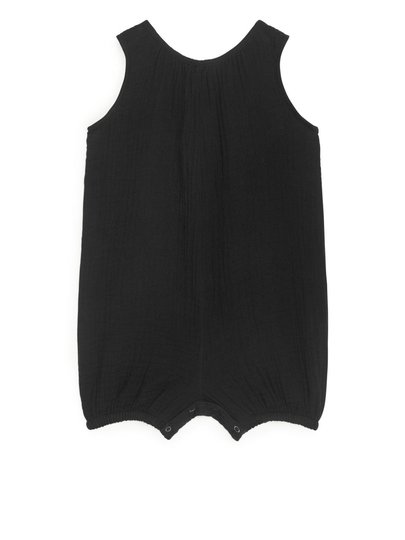 Organic Cotton Cheesecloth Jumpsuit - Black