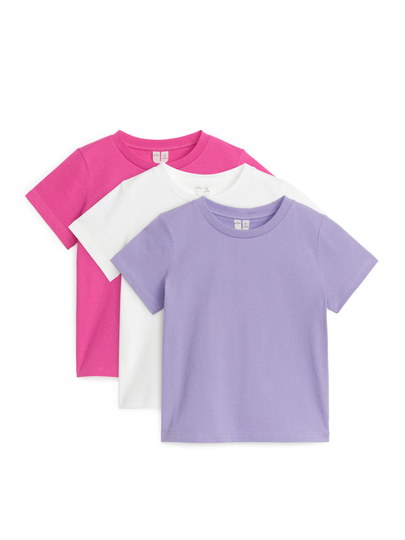 Crew-Neck T-Shirt Set of 3 - Purple