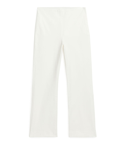 Cropped Cotton Stretch Trousers - White