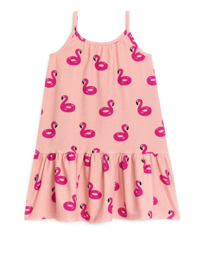 Print Towelling Dress - Orange