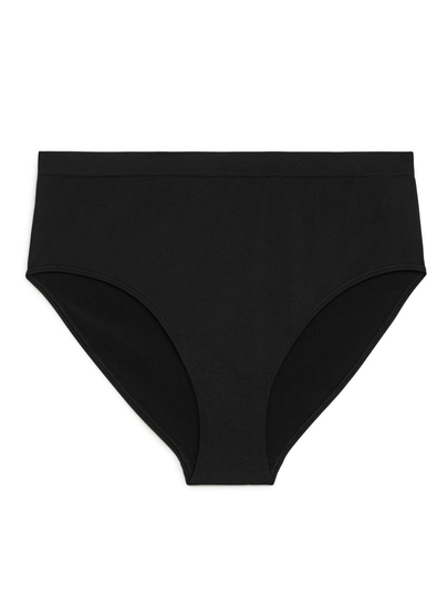 High Waist Seamless Briefs - Black