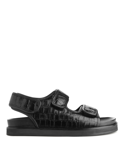 Chunky Leather Sandals - Black