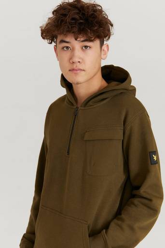Lyle & Scott Hoodie Pocket Quarter Zip BB Hoodie Grön