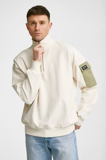 Dr.Denim Ziptröja Dario Zip Sweatshirt Vit