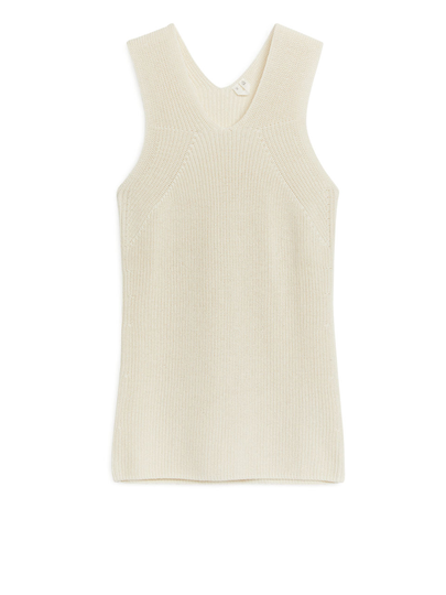 Knitted Sleeveless Top - Beige