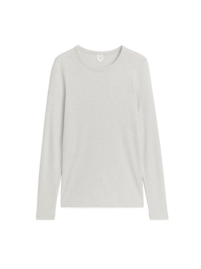 Ribbed Glittering Top - Grey