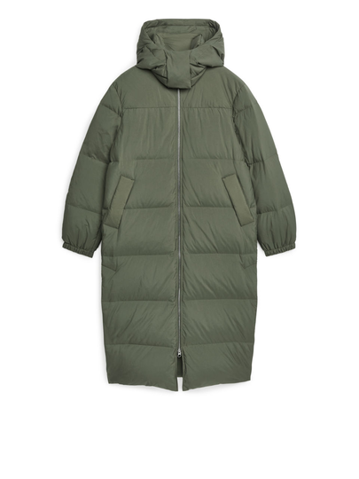 Long Down Puffer Coat - Green