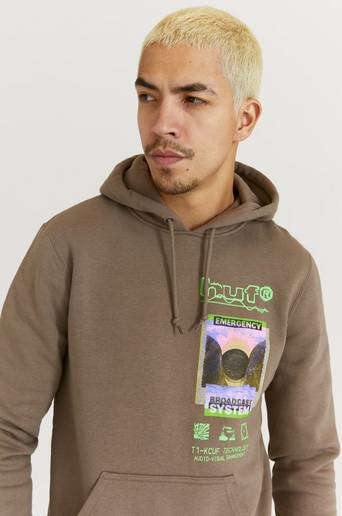 HUF Hoodie Emergency System P/O Hoodie Brun