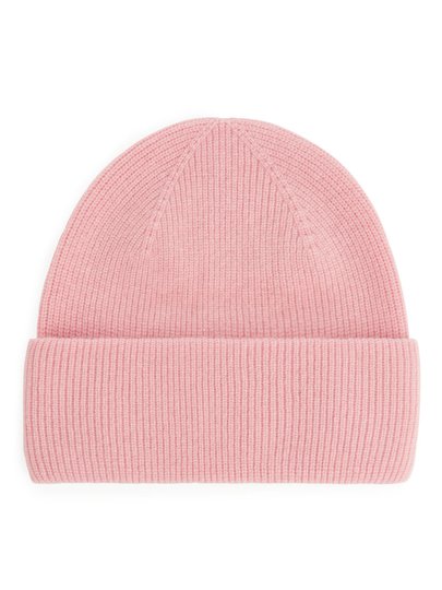Fold Up Wool Beanie - Pink