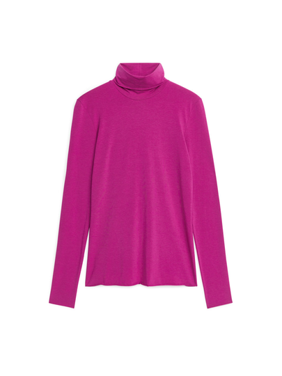 Lyocell Blend Roll-Neck - Pink