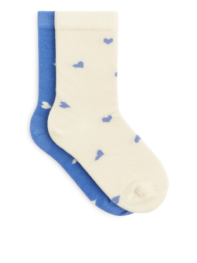 Jacquard Socks, 2 Pairs - Blue