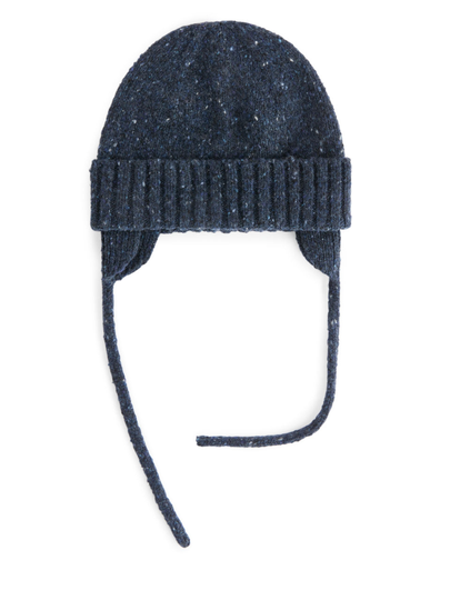 Neps Wool Earflap Beanie - Blue