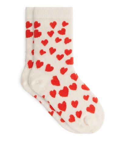 Jacquard Socks, 2 Pairs - Orange