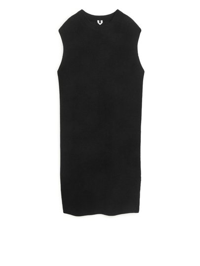 Knitted Cotton Dress - Black