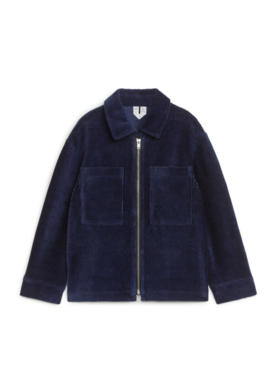 Corduroy Jersey Zip Shirt - Blue