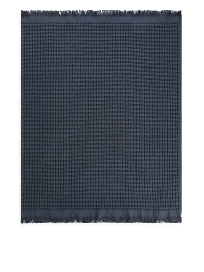 Fringed Waffle Towel 50 x 70 cm - Blue