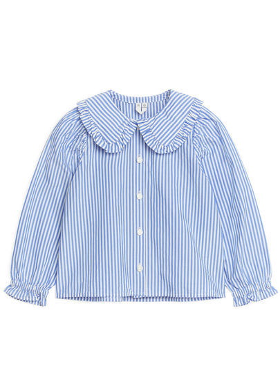 Frill Collar Blouse - Blue