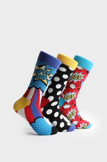 Happy Socks Strumpor 3-pack Super Dad Socks Gift Set Multi