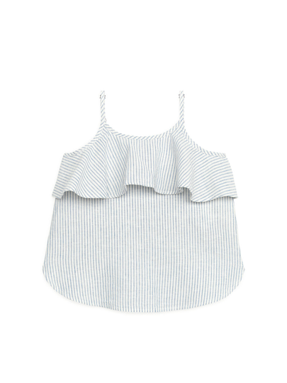Linen Blend Strap Top - White