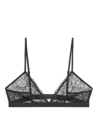 Sheer Lace Soft Bra - Black
