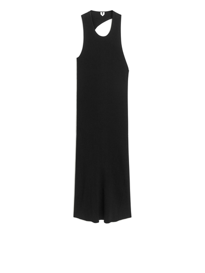 Ribbed Midi Dress - Black