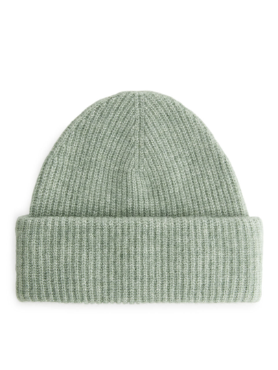 Double-Fold Alpaca Merino Beanie - Green