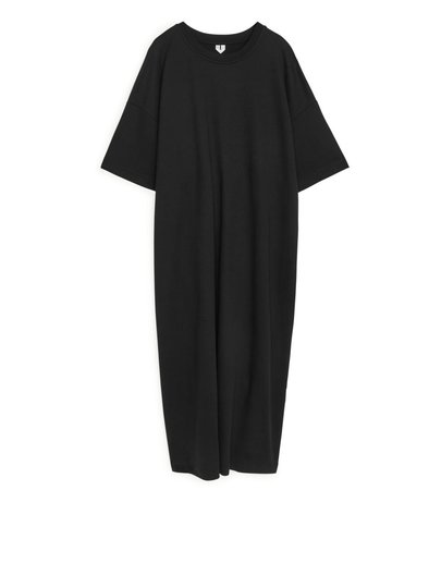 Drawstring-Detail T-Shirt Dress - Black