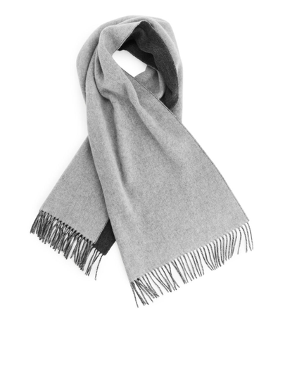 Fringed Wool Scarf - Grey