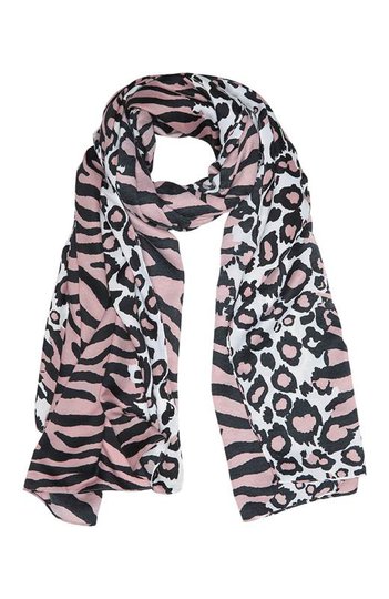 Cellbes Djurmönstrad scarf Svart Vit Rosa