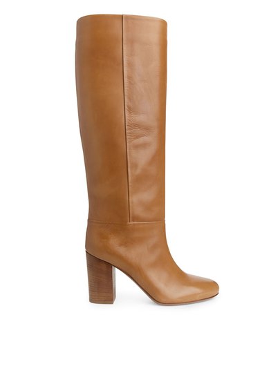 High-Heel Leather Boots - Orange