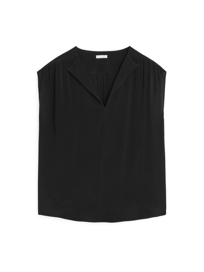 Sleeveless V-Neck Top - Black