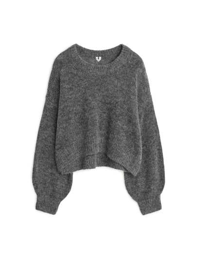 Balloon Sleeve Alpaca Jumper - Grey