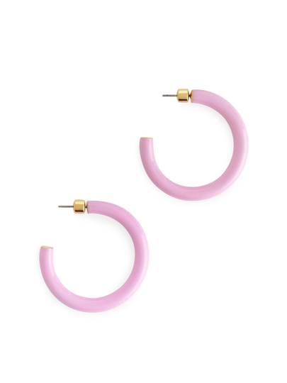Enamel Hoop Earrings - Pink