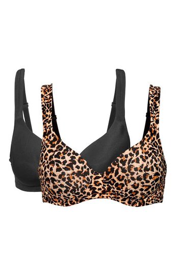 Cellbes T-shirt bh Sara 2-Pack Leopard Svart