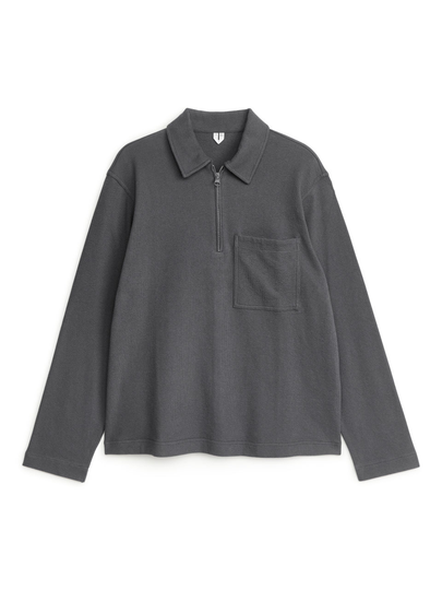 Bouclé Half Zip - Grey