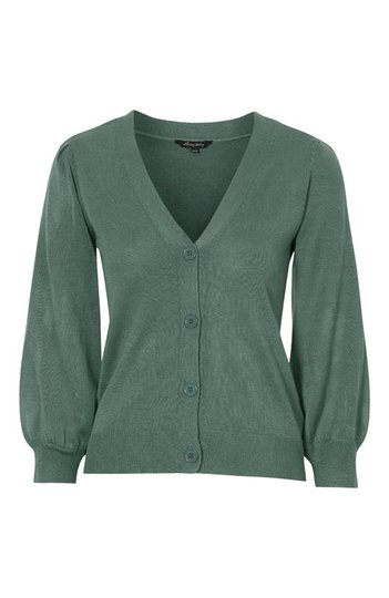 Happy Holly Finstickad cardigan Nova Dimgrön
