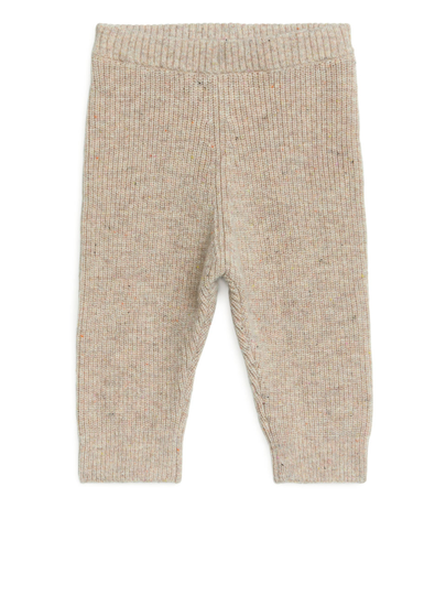 Knitted Wool Trousers - Beige