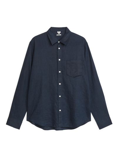 Regular-Fit Linen Shirt - Blue