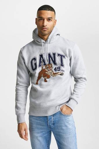 Gant Hoodie D2. Tiger Sweat Hoodie Grå