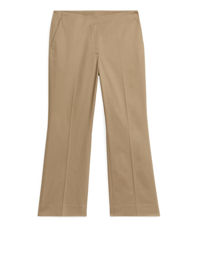 Cropped Cotton Stretch Chinos - Beige