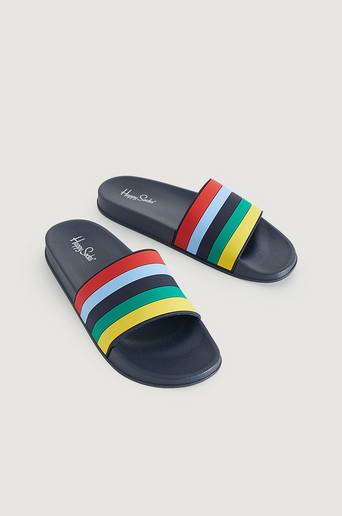 Happy Socks Sandaler Pool Slider Stripe Blå