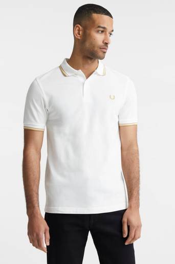 Fred Perry Piké Twin Tipped FP Shirt Vit
