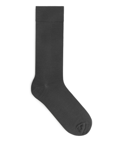 Mercerised Cotton Socks - Grey