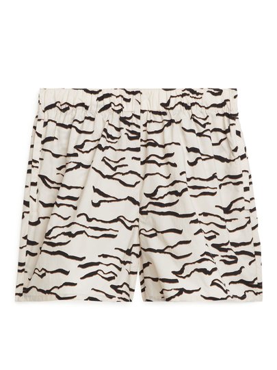 Printed Nylon Shorts - Beige